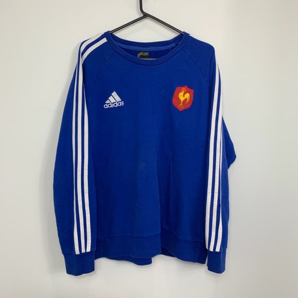 Adidas Football Sweatshirt Mens Size XL Blue Cotton Pullover Sportswear - Picture 7 of 7